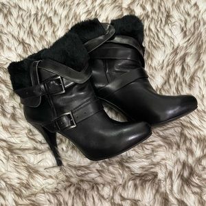 Guess Black Faux Fur Ankle Booties
